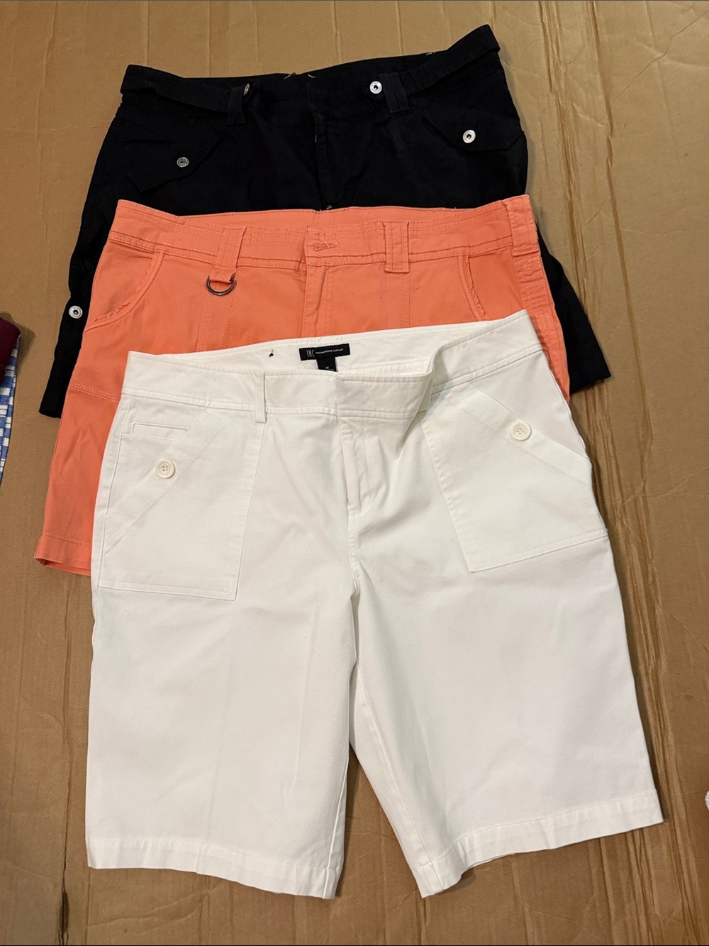 Style & Co. Coral and Black Casual Cargo Shorts Set